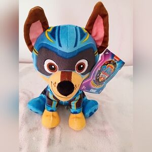 Paw Patrol Chase Plush Toy From The Mighty Movie - Blue and Brown.